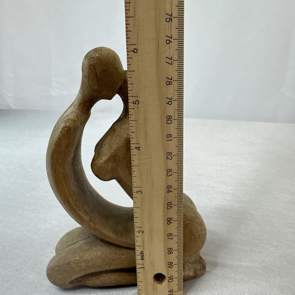 Decorative Carved Wood Nude Woman Man Kissing Love Wooden Statue Sculpture - Picture 6 of 7